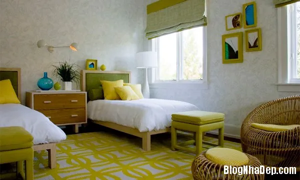 Phòng ngủ tươi mát với màu vàng chanh