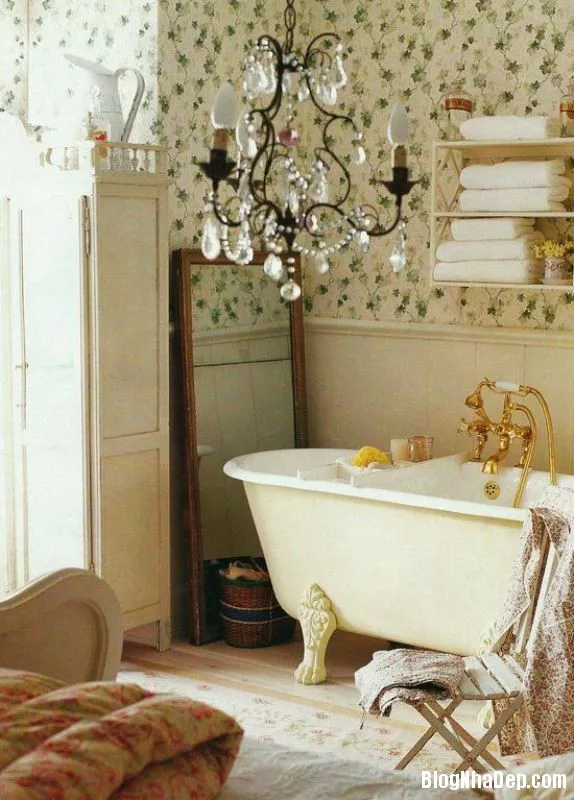 Phòng tắm cổ điển cực cuốn hút với phong cách shabby chic