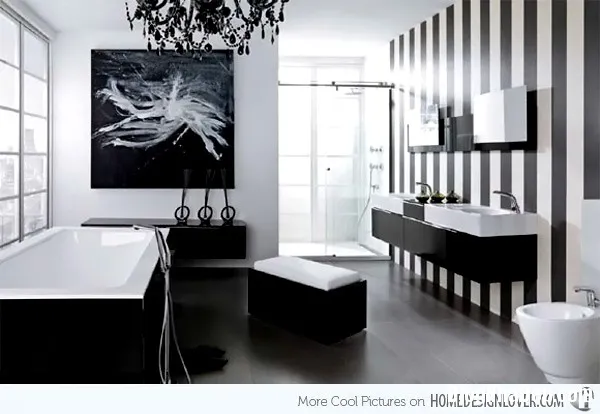Phòng tắm quyến rũ vói tông màu đen và trắng
